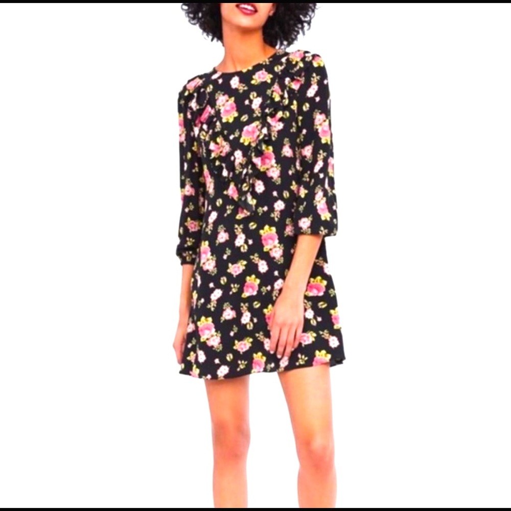 ZARA - SANDY BLACK FLORAL DRESS XS